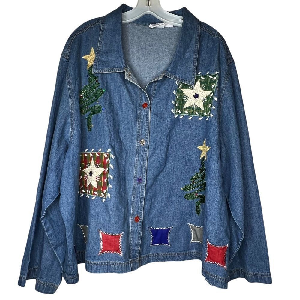 Vintage Carolina Blues Denim Christmas‎ Jacket